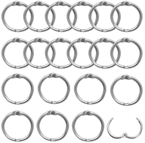 20 Stück Buchringe Ringbinder 25mm Binder Ringe Bücher Ringe Binder Ringe Metall Buchbinderinge Für Scrapbook, Album, Memo-Ablage, Handwerk, Schlüsselringe(Silber)