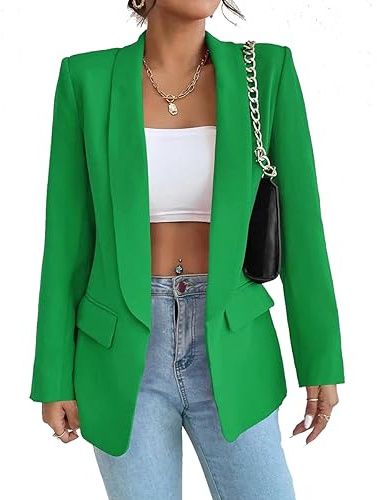 LIAOPUFUS Femme Blazer Slim Fit Elégant à Manches Longues Costume à Revers Business Veste de Costume Tailleur Bureau d'affaires avec Poches Couleur Variétée