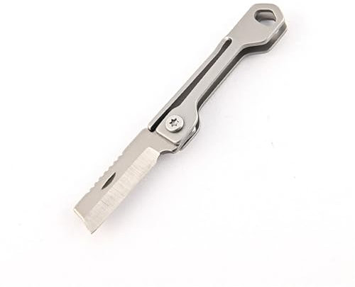 QYWT Taschenmesser, Klappmesser aus rostfreiem Stahl mit Loch zum Aufhängen, tragbares Mini-Klappmesser mit quadratischem Kopf, Schlüsselanhänger-Anhänger für Camping, Wandern, Rucksackreisen
