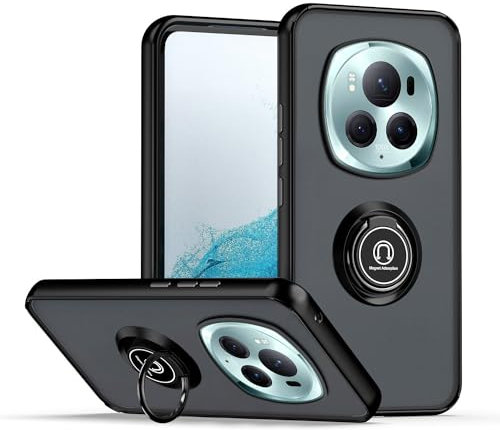 XINYEXIN Funda para Honor Magic 6 Pro, Funda con Soporte de Anillo, TPU + PC Translúcido Anti- Arañazos Carcasa Protectora Antigolpes Case Cover - Negro