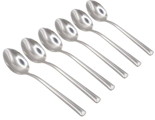 Argon Tableware Tondo Stainless Steel Teaspoons - 14cm - Pack of 6 - Silver Tea Spoons High Polished Metal Dishwasher Safe 6-Piece Tea Coffee Sugar Cutlery Set