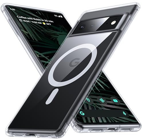 FNDMIL [NO.1 Magnetisch für Google Pixel 6 Pro Hülle mit MagSafe [Transparent Anti-Gelb][Militär Stoßfest] [Durchsichtig Hardcase]mit Weich Silikon Bumper für Google Pixel 6 Pro Case Dünn 6.7'', Klar