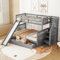 KecDuey Kinderbett 90 x 200cm ober Bett 140 x 200cm Unter Bett,Etagenbett mit Schubladen, Stauraum und Rutsche, multifunktional (Grau)