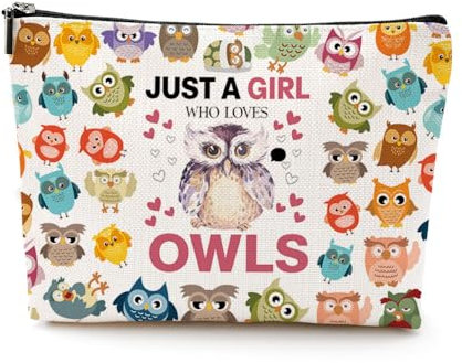 VICBOU Make-up-Tasche mit niedlichen Tieren, Tier-Geschenke für Frauen und Mädchen, lustige Weihnachtsgeschenke, Geburtstagsgeschenke, die Kosmetiktasche lieben, Eulen, 9.7″W x 7″H