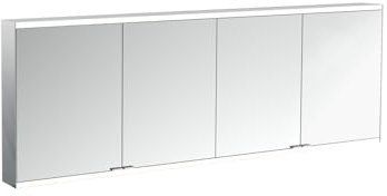Emco Prime 2 Facelift Lichtspiegelschrank, 2000 mm, 4 Türen, mit verspiegelten Seitenwänden, Aufputzmodell, 9497, Farbe: Aluminium/Weiss