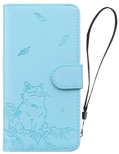 Unichthy Cat Lover Case for iPhone SE 2022 2020 / iPhone 8 / iPhone 7 Cover Cute Cats Kitty Magnetic Closure Shockproof PU Leather Wallet Phone Case for Girls Card Holders Stand Flip Cover Baby Blue