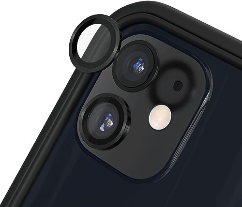 RhinoShield Protection d'objectif en verre trempé 9H compatible avec [iPhone 11/12 mini / 12] | Résistance aux chocs et aux rayures, haute clarté, protection anti-éclats, techn anti-buée - Noir