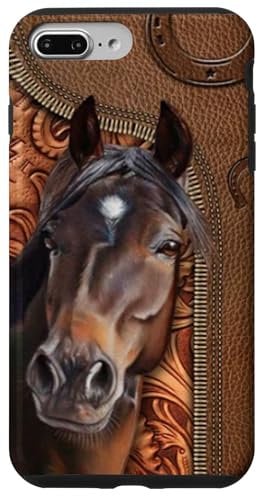 iPhone 7 Plus/8 Plus Brown - Horse Love-Lea-ther-Wooden-PC Hoofprint Case