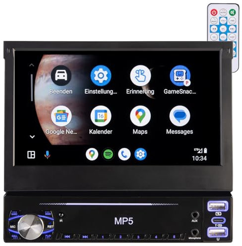 CREASONO 1 DIN Radio Carplay: 1-DIN-Autoradio mit Apple CarPlay, Android Auto, 17,8-cm-Display, MP5 (Radio Auto, 1DIN-Autoradio, Freisprecheinrichtung)