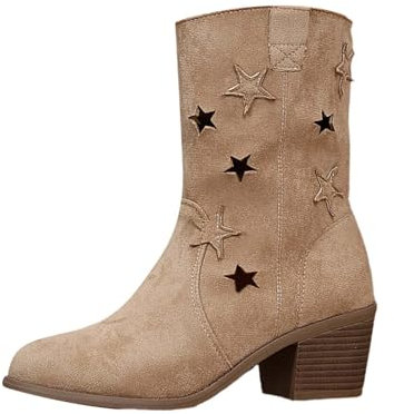 Yekdmxop Stivali Alti Con Tacco Donna Stivaletti Da Combattimento Tacco Basso Medio Stivaletti Donna Con Tacco Antivento Suola Interna Scarponi Donna Invernali Chelsea Boots Donna Platform