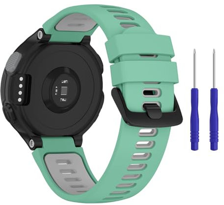 Vancle Armband für Garmin Forerunner 735XT Armband,Silikon Sport Ersatzarmbänder Uhrenarmband für Garmin Forerunner 735XT 235 235 Lite 230 220 620 630(Blau Grau)
