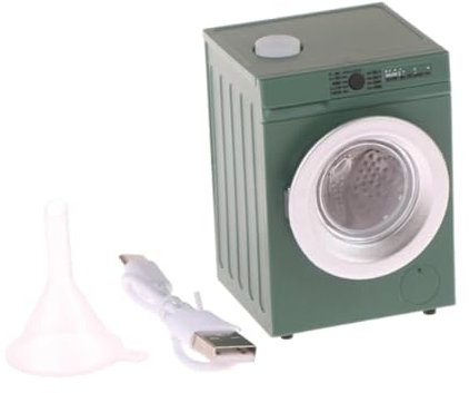 Harilla 1:12 Puppenhausmöbel Elektrische Waschmaschine Trommelwaschmaschine für Schlafzimmer Puppenhaus Wäsche Badezimmer Wohnzimmer, GrÜn