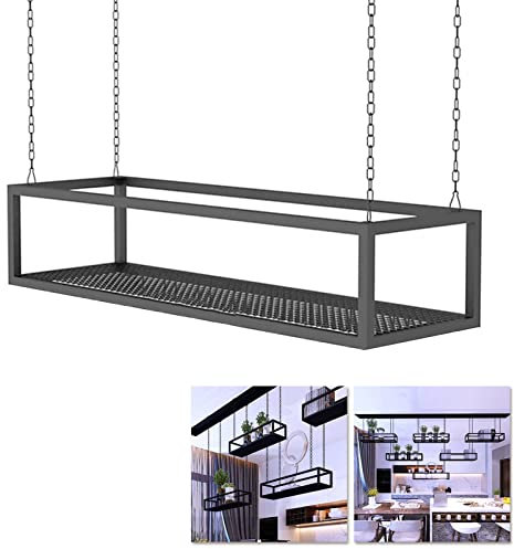 Schwebendes Metall-Eisenregal für die Küche, Wandmontage, Ausstellungsregale für Töpfe, Pfannen, Wein und Pflanzen, dekoratives Aufbewahrungsregal für Bar, Wohnzimmer oder Blumenladen, Schwarz