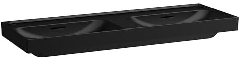 LAUFEN Meda Doppelwaschtisch, unterbaufähig, 1300x460mm, ohne Hahnloch, mit Überlauf, H8141127161091, Farbe: Schwarz Matt