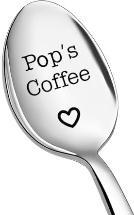 Grandad Fathers Day Gift for Pop Pops Birthday Gifts for Grandad Grandpa Pops Coffee Spoon Gift for Daddy Dad Retirement Gifts for Grandpa Papa Coffee Spoon Gifts for Coffee Lovers Pop Gifts