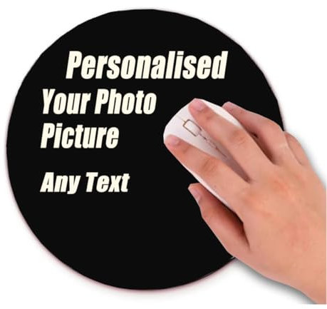 Tapis de souris rond personnalisé avec photo/texte/image, tapis de souris personnalisé avec base en caoutchouc antidérapant, clavier de jeu, tapis de bureau pour ordinateur (20 x 20 x 0,3 cm)