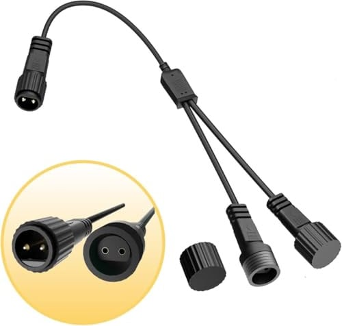 Redefun 2 Pin Connettore Luci Natale Splitter Per Luci Natalizie, 1 a 2 Connettore per Luci di Natale IP65 Impermeabile Connettori Cavo di Prolunga per Stringa Catena Luminosa Interno Esterno