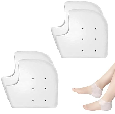 2 Pairs Silicone Heel Protectors, Silicone Heel Socks, Heel Protectors for Blisters, Soft Gel Blister Preventio, for Heel Pain and Cracked Heels (White)