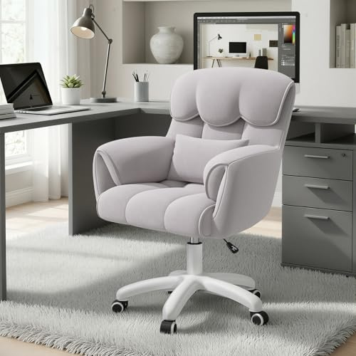 Aivermeil Homeoffice Stuhl, 360° drehbar Höhenverstellbar Bürostuhl ergonomisch, Schminkstuhl Drehstuhl,für Arbeitszimmer Schlafzimmer, Gray