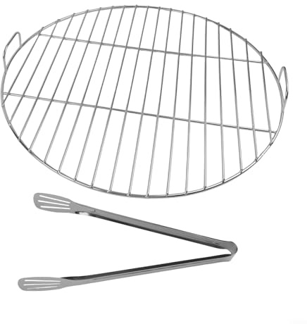 HOHOVYVY Griglia rotonda in acciaio inox con manico, adatta per barbecue Weber 7432 e 57 cm, ricambio per barbecue a carbonella con caldaia da 57-60 cm (55 cm)
