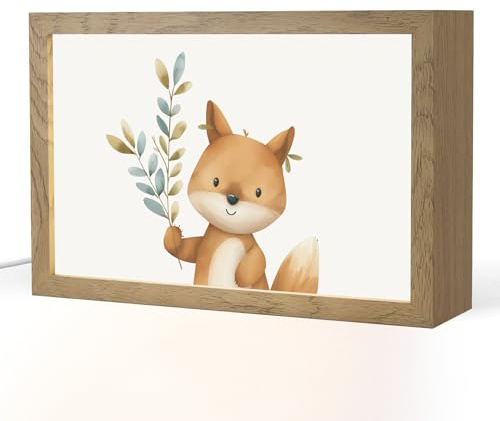 OnlyWow© Nachtlichter & Schlummerleuchten Für Kinder Baby Nachtlicht | 30x20 cm - Nachttischlampe Jugendzimmer Fuchs - Tier - Waldtiere