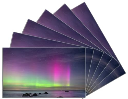 Wallario 6er Set Frühstücksbrettchen aus Glas, Glasunterlage, Glasbrettchen Lichter über stillem Meer, Größe 14 x 23 cm, Sicherheitsglas