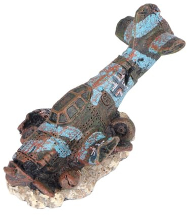 HOMOBABE Aquarium Deko Flugzeugwrack aus Kunstharz Miniatur Abgestürztes Flugzeug Ornament Sichere Dekoration für Süß und Salzwasserfische im Aquarium