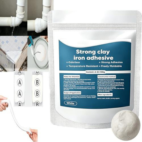High-Strength Multi-Purpose Repair Clay, Plumbers Epoxy Putty-Strong Clay Iron Adhesive, Moldable Repair Filler for Metal Wood Ceramic Stone Tile Plastic (1PC)