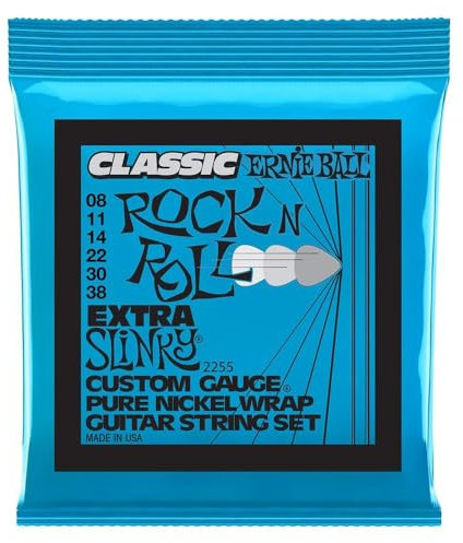 Ernie Ball, Extra Slinky Classic Rock n Roll, Corde per chitarra elettrica avvolte in puro nichel, diametro 8-38