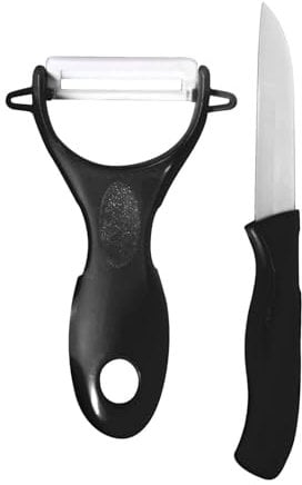 Easy Make KD3118 Knife with Peeler, ABS (acrylonitrile butadiene styrene) / Ceramic, Black/White, 12.5 x 7.6 x 1.8 cm