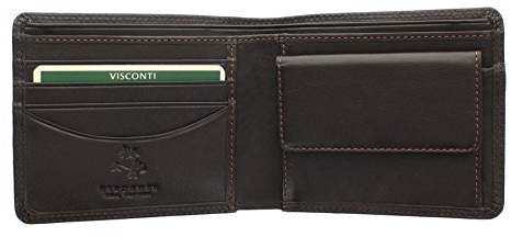 VISCONTI Heritage Collection Bi-Fold Stamford Leather Wallet RFID Blocking HT7 Chocolate