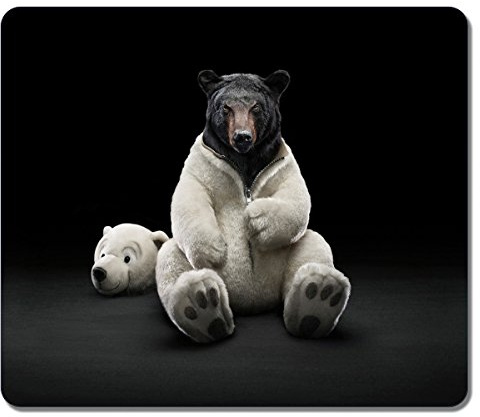 Large Mousepad High Quality 4831 Black Bear Dressed As A Polar Bear Animal Art Natural Eco Rubber Mousepad Design Durable Mouse Mat Computer Accessories Big Gaming Mouse Pad