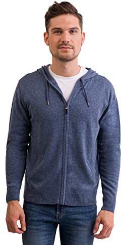 CASH-MERE.CH 100% Kaschmir Herren Kapuzenpullover | Hoodie mit Reißverschluss