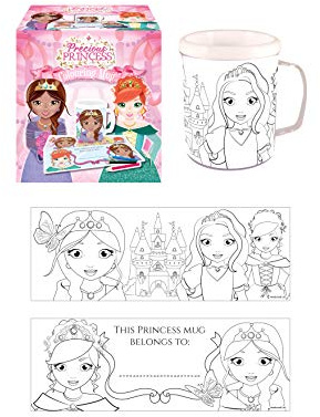 Henbrandt 6x Princess Colouring Mugs – Colour Your Own Arts & Crafts