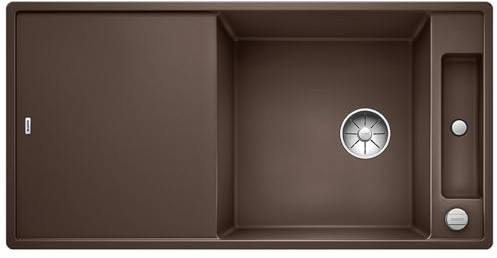 BLANCO AXIA III XL 6 S-F | Granitspüle aus SILGRANIT cafe | mit | [99x50x20,2 cm] | für 60 cm breite Unterschränke | mit Glasschneidbrett | Reinigungsfreundlich | Einbauart: Flächenbündig