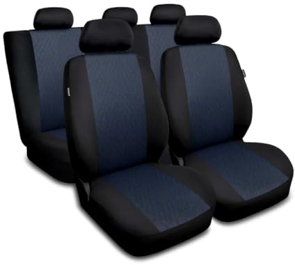 Saferide 3er Set Autositzbezüge PKW universal | Auto Sitzbezüge Polyester Blau für Airbag geeignet | für Vordersitze und Rückbank | 1+1 Autositze vorne und 1 Sitzbank hinten teilbar 2 Reißverschlüsse