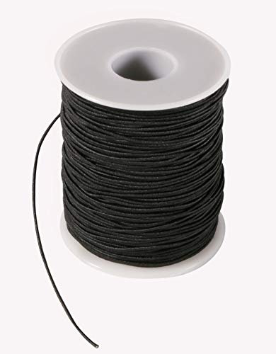 WINSHEA Fil Cordon Tissu Élastique 1 mm 100 m pour Perles Couture Travaux Manuels - Noir