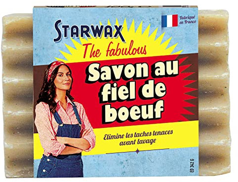 STARWAX FABULOUS Savon au Fiel de Boeuf - 100g - Idéal pour Éliminer Toutes les Taches Tenaces - Biodégradable à 99% - Sans Abîmer - Sans Colorant - Format Solide