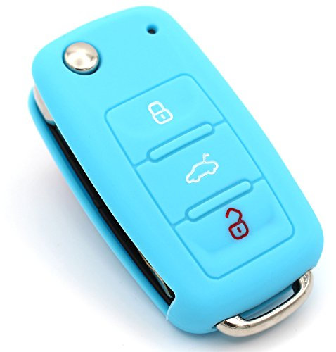 Schlüssel Hülle VA für 3 Tasten Auto Schlüssel Silikon Cover von Finest-Folia (Hellblau)