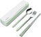 DEVICO Travel Cutlery Set, Camping Cutlery Set for 1, Portable 18/8 Stainless Steel Camping Utensils Include Fork Spoon Chopsticks (Green)