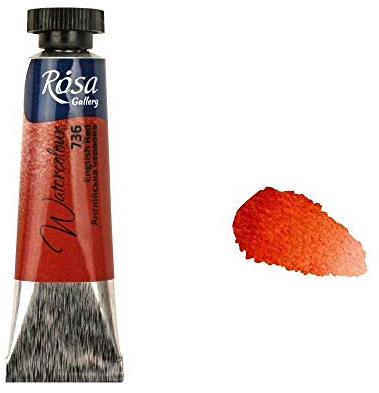Professional Watercolour Paint, 10ml Tubes, Gallery, Artist Quality (English Red)