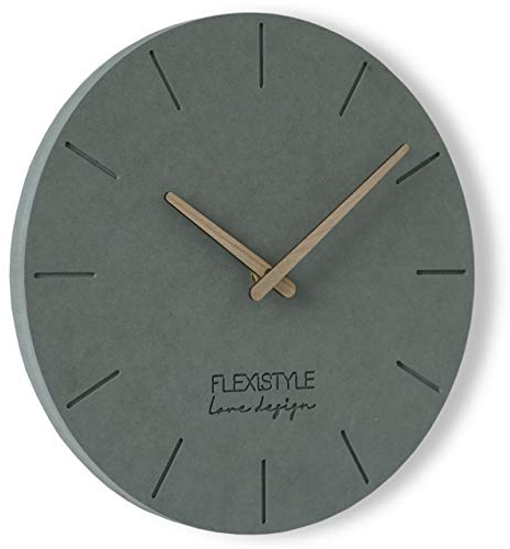 FLEXISTYLE ECO Wall Clock without Ticking Noises 30 cm, Living Room, Bedroom, Made in Europe (Grey 1)
