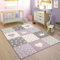 Paco Home Kinderteppich Teppich Kinderzimmer Modern Konturenschnitt Kariert Punkte Herzen Krone Pastell Lila Grau Creme, Grösse:133 cm Quadrat