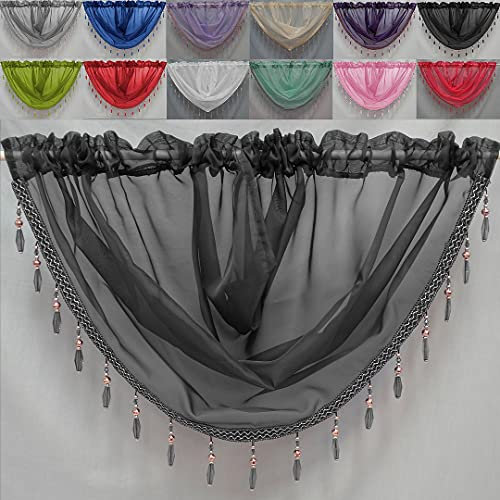 John Aird Crystal Beaded Voile Curtain Swag (Dark Grey)