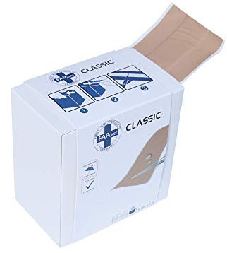 HierBeiDir Apósito adhesivo rápido para heridas, impermeable, hipoalergénico, caja dispensadora, yeso, 6 cm x 5 m, vendaje adhesivo