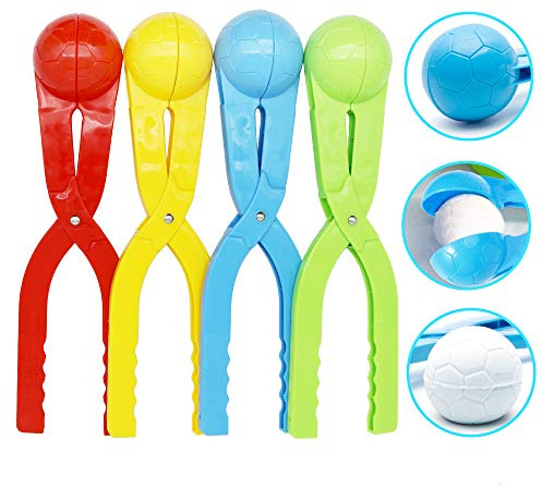 Snow Toys, Snowball Maker 4 Pack Snow Ball Shaper Molds Toys for Kids Snow Ball Fights Tool Kids Winter Toys Snow Ball Clip Snow Games for Outdoor