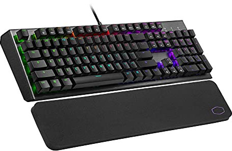 Cooler Master CK550 V2 Mechanische Gaming-Tastatur, kabelgebundene Tastatur mit RGB-Hintergrundbeleuchtung & Handballenauflage, On-the-Fly-Steuerung - US Layout / rote TTC-Schalter