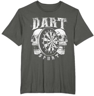 Dart Sport Totenkopf Dartscheibe Dartpfeil Herren T-Shirt Schwarz S V-Ausschnitt Halbarm Klassische Passform Polyester