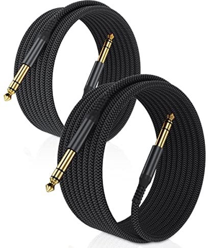 Elebase 1/4 Inch TRS Instrument Cable 3M 2-Pack,Straight 6.35mm Male Jack Stereo Audio Interconnect Cord,6.35 mm Balanced Line for Electric Guitar,Bass,Keyboard,Mixer,Amplifier,Amp,Speaker,Equalizer