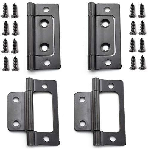 SDTC Tech 4-Pack Non-Mortise Door Hinges Bifold Butt Cabinet Hinges with Screws for Furniture Windows Cupboard etc. - 2 x 0.9 Inch, Black